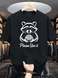 Men's T-Shirt Please Use It Cheeky Raccoon Holding Human Brain Design