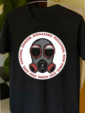 Men's T-Shirt Biohazard Warning Circle With Gas Mask Illustration Central Gas Mask
