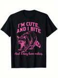 Men's T-Shirt Im Cute And I Bite Pink Hand Drawn Raccoon With Playful Mood Animal