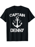 Men's T-Shirt Captain Denny Nautical Anchor Surrounded By Stars Retro T Shirt