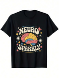 Men's T-Shirt Neuro Sparkly Surrounded By Colorful Stars And Vibrant Brain Graphic