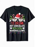 Men's T-Shirt Festive Santa Hat With Candy Canes Hot Chocolate Mug Surrounded By Lights