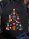 Men's T-Shirt Festive Holiday Tree With Schnauzer Dogs Santa Hats Christmas Gift
