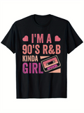 Men's T-Shirt Im A Nineties Music Girl With Pink Cassette Tape And Bold Icons
