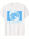 Men's T-Shirt Leaping Dolphins Among Blue Stars And Peaceful Waters Dolphin