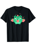 Men's T-Shirt Cute Green Bear Holding Juicy Strawberries Surrounded By Sparkling Stars Bear