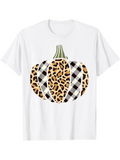 Men's T-Shirt Leopard And Plaid Patterned Harvest Pumpkin Artwork Pumpkin