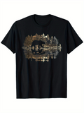 Men's T-Shirt Wilderness Reflections With Walking Bear Among Golden Pine Trees