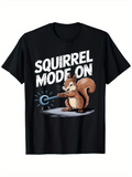 Men's T-Shirt Squirrel Mode On With Cartoon Style Power Button And Playful Squirrel