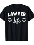 Men's T-Shirt Lawyer Life With White Lettering And Scales Justice Symbol