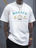 Men's T-Shirt Monaco Sailing Emblem With Decorative Crowns And Text Sailboat