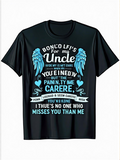 Men's T-Shirt Blue Feathered Angel Wings With Emotional Tribute And Serene Typography Uncle