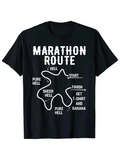 Men's T-Shirt Marathon Route With Labeled Checkpoints White Highlighted Path