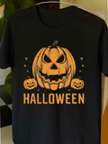 Men's T-Shirt Halloween Glowing Lanterns And Stars With Carved Jack O Lantern Pumpkin