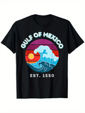 Men's T-Shirt Gulf Of Mexico Vintage Wave Under Sunset Colorful Sky T Shirt