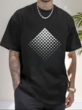 Men's T-Shirt Gradient Dots Forming A Diamond Shape On Black T Shirt