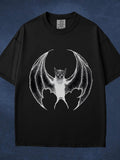 Men's T-Shirt Monochrome Wings Spread Wide Under Night Sky Bat