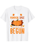 Men's T-Shirt Let The Pumpkin Spice Season Begin With Autumn Leaves Pumpkin