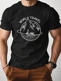 Men's T-Shirt World Travel Mountain Cruise With Calm River And Reflected Peaks