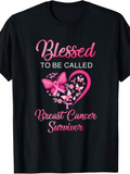 Men's T-Shirt Blessed To Be Called Breast Cancer Survivor Pink Butterfly Heart