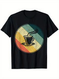 Men's T-Shirt Retro Vintage Stripes With Steaming Hot Coffee Cup