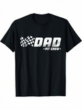 Men's T-Shirt Dad Pit Crew With Racing Checkered Flag Speed Graphic T Shirt