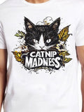 Men's T-Shirt Catnip Madness Surrounded By Autumn Leaves And Wild Flowers Cat