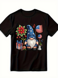 Men's T-Shirt Patriotic Gnome With Festive Flowers Balloons And Gift Decorations