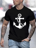 Men's T-Shirt Nautical Rope Design With Thick Knot Wrapped Around Classic Anchor