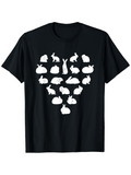 Men's T-Shirt Clustered Bunny Silhouettes Forming Heart Shape Graphic Rabbit