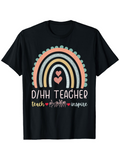 Men's T-Shirt Teach Dream Inspire With Pastel Rainbow And Heart Teacher