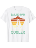 Men's T-Shirt Sailing Dad Retro Sunset With Yellow Sailboat Cooler