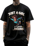 Men's T-Shirt Just A Girl Enjoying Fun Swimming Adventure Among Colorful Bubbles Diver