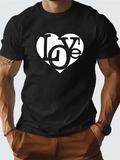 Men's T-Shirt Love Typography Heart Within Bold Contrasting Black Shirt Graphic