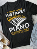 Men's T-Shirt Creative Decisions Gold White Piano Keys On Black Shirt