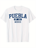 Men's T-Shirt Puebla Est 1531 Mexico Classic College Lettering T Shirt