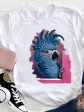 Men's T-Shirt Bright Blue Feathers On Vibrant Pink Painted Background Parrot