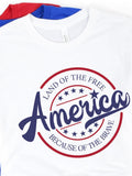 Men's T-Shirt Land Of The Free America Surrounded By Bold Stars And Circular Graphic Design