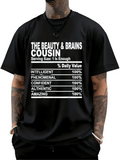 Men's T-Shirt The Beauty And Brains Confident List With Bold Text On Black Shirt