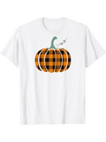 Men's T-Shirt Rustic Orange Plaid Pattern Pumpkin With Green Stem