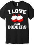 Men's T-Shirt I Love Her Bobbers Playful Red And White Fishing Bobber Illustration Shirt