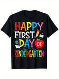 Men's T-Shirt Happy First Day Of Kindergarten With Colorful Letters And School Elements Shirt