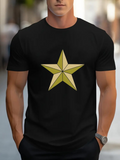 Men's T-Shirt Geometric Yellow Gold Star With Subtle Shadow Details Star