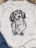 Men's T-Shirt Hand Drawn Sketchy Lines With Playful Expressions Fluffy Dachshund Dog