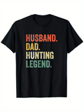 Men's T-Shirt Husband Dad Hunting Legend Retro Color Blocked Slogan Text T Shirt