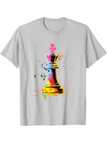 Men's T-Shirt Vivid Splashes Of Color Bursting Around A Majestic Chess King