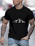 Men's T-Shirt Abstract Mountain Peaks Silhouette With Silent Shadows Under Dusk Skies Mountain