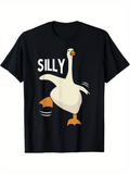 Men's T-Shirt Silly Dancing Goose Lifting One Leg Playful Cartoon Animal