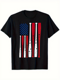 Men's T-Shirt Stylized Baseball Bats And Blue Stars Flag Graphic
