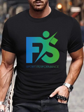 Men's T-Shirt Sport Performance Blue And Green Athletic Runner Silhouette Design